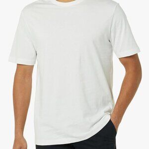 Amazon Men’s Organic Cotton White Crew Tee Large - Eco-Friendly & Soft
